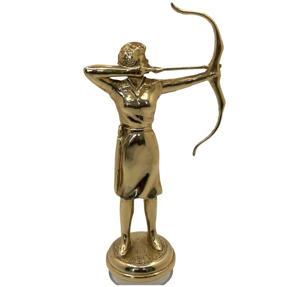 Vintage Female Trophy Topper Bow Archer Gold Tone 6 Inches - Great Condition